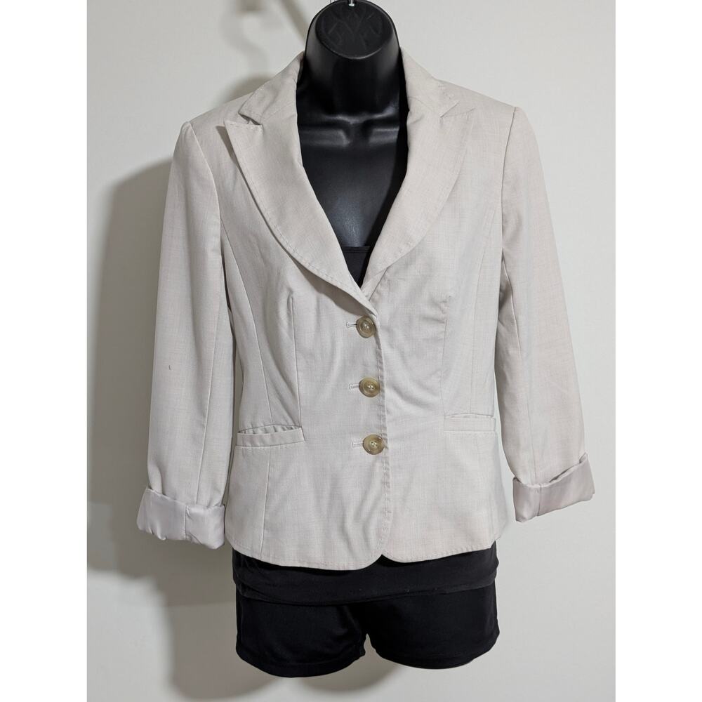The Limited Off White 3 Button Cuffed Sleeve Fitted Jacket Blazer Size 4 Small
